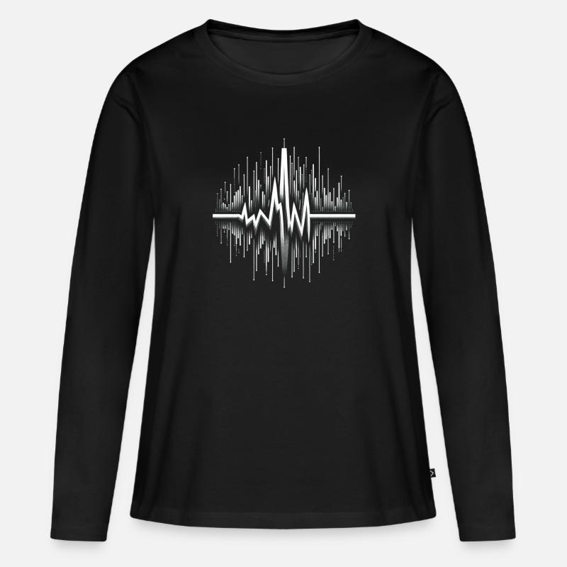 Herzfrequenz - Frauen Premium Bio Langarmshirt - Schwarz