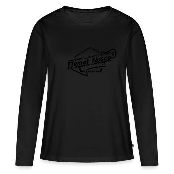 temet nosce -Erkenne dich selbst- Latein einfarbig - Frauen Premium Bio Langarmshirt - Schwarz - Vorne - Julia (174cm)