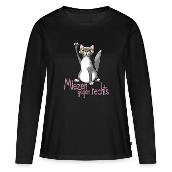 Mia III Kitty contre la droite - T-shirt manches longues Premium bio Femme - noir - Devant - Julia (174cm)