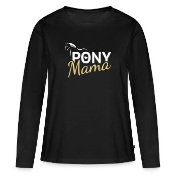 Ponymama Pony - T-shirt manches longues Premium bio Femme - noir - Devant - Julia (174cm)