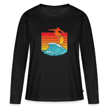 Surfing - T-shirt manches longues Premium bio Femme - noir - Devant - Julia (174cm)