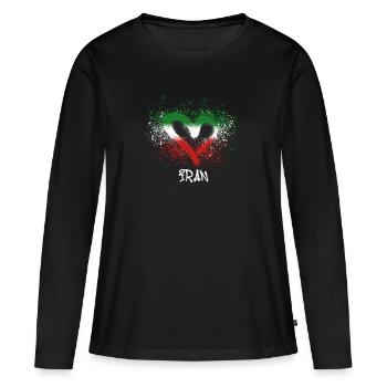 Iran,coeur,iran,drapeau,graffiti - T-shirt manches longues Premium bio Femme - noir - Devant - Julia (174cm)