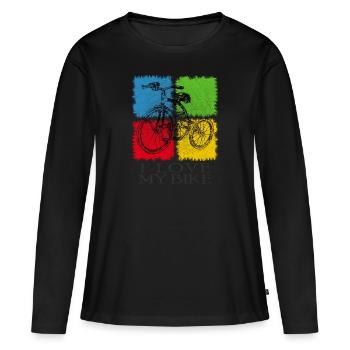 T-shirt de bicyclette de bicyclette - T-shirt manches longues Premium bio Femme - noir - Devant - Julia (174cm)