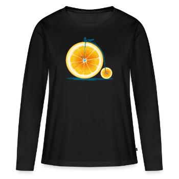 Orange vintage vieux vélo avec rétro cycle Cadre - T-shirt manches longues Premium bio Femme - noir - Devant - Julia (174cm)