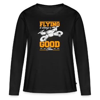 Flying a drone is always a good idea - Frauen Premium Bio Langarmshirt - Schwarz - Vorne - Julia (174cm)
