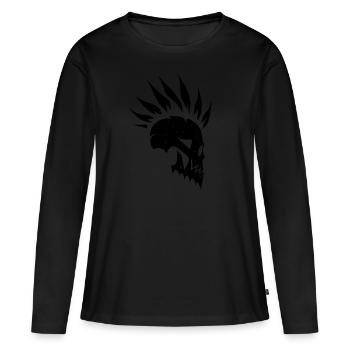 Crâne de Mowhawk - T-shirt manches longues Premium bio Femme - noir - Devant - Julia (174cm)