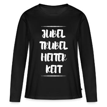 Jubel Trubel Heiterkeit Konfetti Spruch Sprüche - Frauen Premium Bio Langarmshirt - Schwarz - Vorne - Julia (174cm)