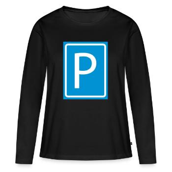 P lettre de stationnement parking disque de stationnement 2c - T-shirt manches longues Premium bio Femme - noir - Devant - Julia (174cm)