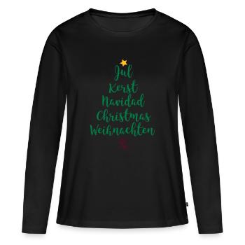 Weihnachtsbaum - Frauen Premium Bio Langarmshirt - Schwarz - Vorne - Julia (174cm)