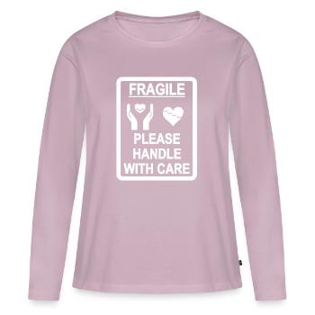 white fragile heart - Women's Premium Organic Long Sleeve Shirt - dusky pink - Front - Julia (174cm)