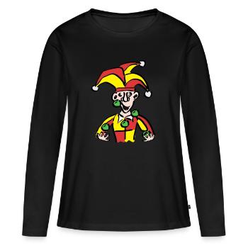 clown harlekin hofnarr kasper komiker narr witzbol - Frauen Premium Bio Langarmshirt - Schwarz - Vorne - Julia (174cm)