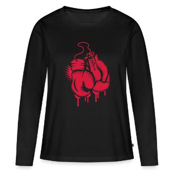 Boxhandschuhe - Frauen Premium Bio Langarmshirt - Schwarz - Vorne - Julia (174cm)