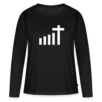 Rejoignez le pèlerinage des pèlerins de l'église de Dieu - T-shirt manches longues Premium bio Femme - noir - Devant - Julia (174cm)
