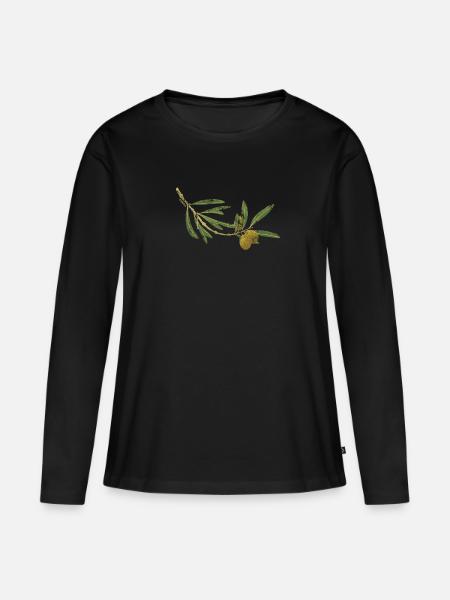 Ölzweig - Frauen Premium Bio Langarmshirt - Schwarz