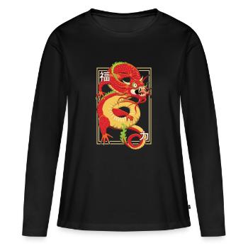 Dragon Chinois - T-shirt manches longues Premium bio Femme - noir - Devant - Julia (174cm)