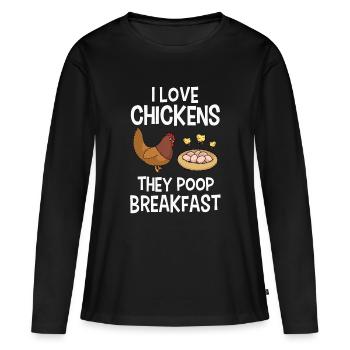 Chicken Chickens - Women's Premium Organic Long Sleeve Shirt - black - Front - Julia (174cm)