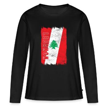 Drapeau vintage du Liban - T-shirt manches longues Premium bio Femme - noir - Devant - Julia (174cm)