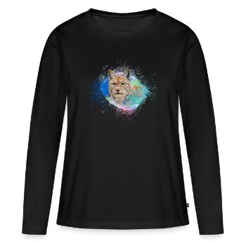 lynx,chat,peinture,aquarelle,peinture - T-shirt manches longues Premium bio Femme - noir - Devant - Julia (174cm)