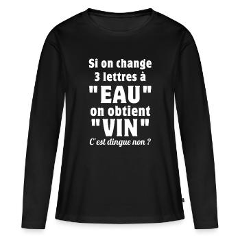 miracle, changer l'eau en vin, humour - T-shirt manches longues Premium bio Femme - noir - Devant - Julia (174cm)