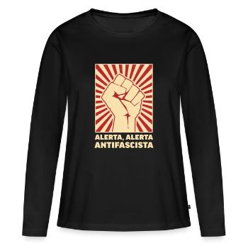 Alerta Alerta Antifascista AFA Antifa 161 - Frauen Premium Bio Langarmshirt - Schwarz - Vorne - Julia (174cm)