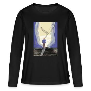 Jenseits des Horizonts: Eine kosmische Odyssee - Frauen Premium Bio Langarmshirt - Schwarz - Vorne - Julia (174cm)