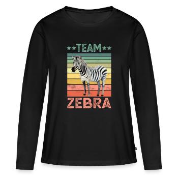 Zebra - Frauen Premium Bio Langarmshirt - Schwarz - Vorne - Julia (174cm)