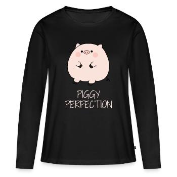 Petit cochon mignon - T-shirt manches longues Premium bio Femme - noir - Devant - Julia (174cm)