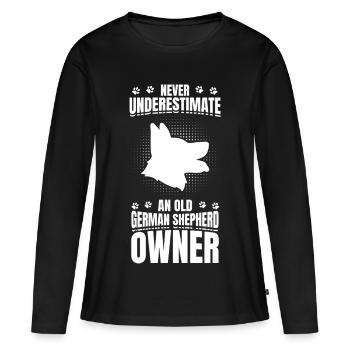 Alter Schäferhund Besitzer - Frauen Premium Bio Langarmshirt - Schwarz - Vorne - Julia (174cm)