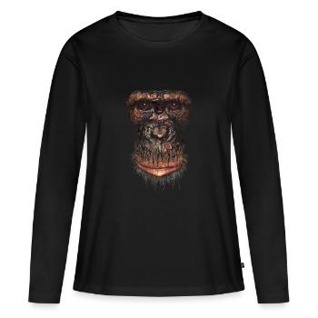 Singe - T-shirt manches longues Premium bio Femme - noir - Devant - Julia (174cm)