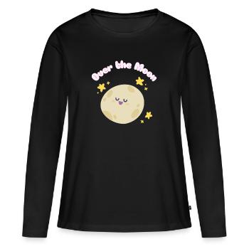 Over_the_Moon Phrasen Slang Redewendung lustig niedlichdesign - Frauen Premium Bio Langarmshirt - Schwarz - Vorne - Julia (174cm)