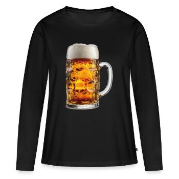 Chope de bière Chope de bière - T-shirt manches longues Premium bio Femme - noir - Devant - Julia (174cm)