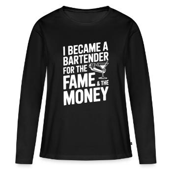 Ich wurde Barkeeper für den Ruhm und das Geld - Frauen Premium Bio Langarmshirt - Schwarz - Vorne - Julia (174cm)