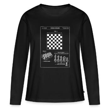 Schachbrett-Blaupausenpatent - Frauen Premium Bio Langarmshirt - Schwarz - Vorne - Julia (174cm)