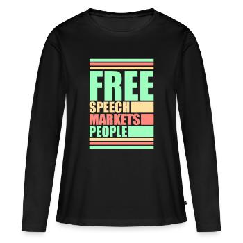 Marché de la liberté d’expression Peuple Libertarian Freedom Logo - T-shirt manches longues Premium bio Femme - noir - Devant - Julia (174cm)