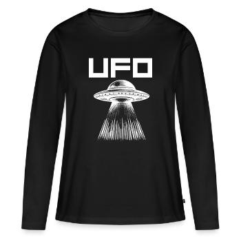 UFO-Lichtstrahl Muster - Frauen Premium Bio Langarmshirt - Schwarz - Vorne - Julia (174cm)