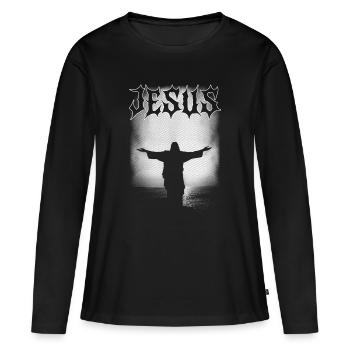 ART GRAPHIQUE DE JÉSUS - T-shirt manches longues Premium bio Femme - noir - Devant - Julia (174cm)