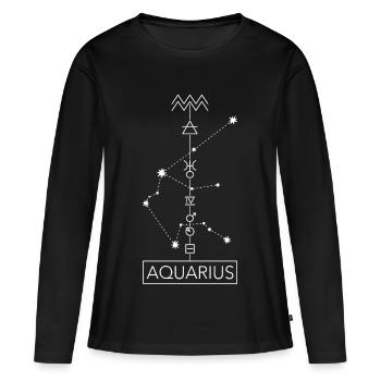 Verseau - Signe du zodiaque du Verseau - blanc - T-shirt manches longues Premium bio Femme - noir - Devant - Julia (174cm)
