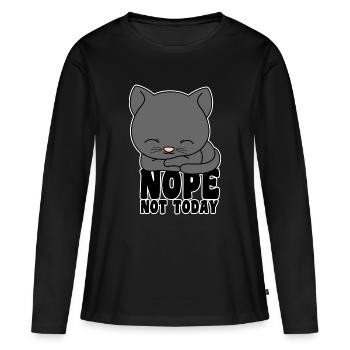 Chat - Non, pas aujourd’hui - T-shirt manches longues Premium bio Femme - noir - Devant - Julia (174cm)