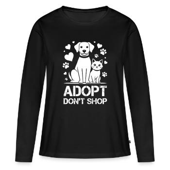 Refuge pour le bien-être animal Adopt Not Shop Dog Cat - T-shirt manches longues Premium bio Femme - noir - Devant - Julia (174cm)