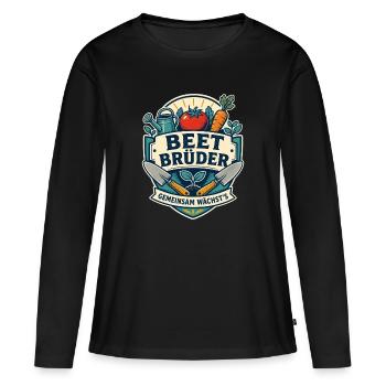 Beet Brüder Gemeinsam wächst es - Frauen Premium Bio Langarmshirt - Schwarz - Vorne - Julia (174cm)