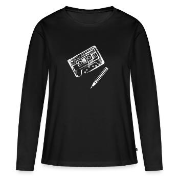 old school - Frauen Premium Bio Langarmshirt - Schwarz - Vorne - Julia (174cm)