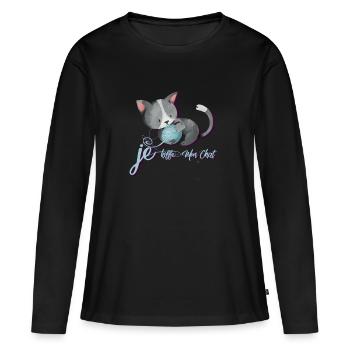 Freund Chat - Frauen Premium Bio Langarmshirt - Schwarz - Vorne - Julia (174cm)