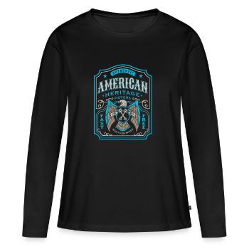 American Motors Design - T-shirt manches longues Premium bio Femme - noir - Devant - Julia (174cm)
