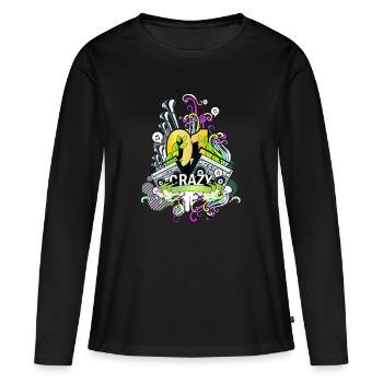 ONE CRAZY - T-shirt manches longues Premium bio Femme - noir - Devant - Julia (174cm)