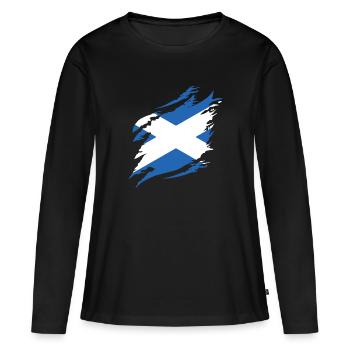 Drapeau écossais Drapeau écossais Alba GB Royaume-Uni - T-shirt manches longues Premium bio Femme - noir - Devant - Julia (174cm)
