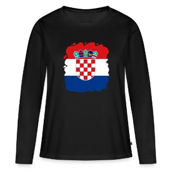 Kroatien Flagge Adria Zagreb Kroatische Fahne - Frauen Premium Bio Langarmshirt - Schwarz - Vorne - Julia (174cm)
