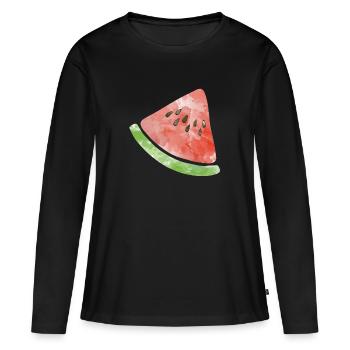 Melon - T-shirt manches longues Premium bio Femme - noir - Devant - Julia (174cm)