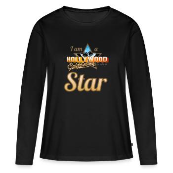 hollywood star - T-shirt manches longues Premium bio Femme - noir - Devant - Julia (174cm)