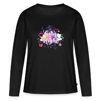 Nuit des filles,Star,Rose,Rose,Girly,Coloré,Aquarelle - T-shirt manches longues Premium bio Femme - noir - Devant - Julia (174cm)