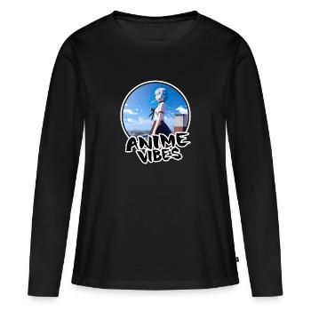 Écolière d’anime sur le toit - Chemise d’anime - T-shirt manches longues Premium bio Femme - noir - Devant - Julia (174cm)